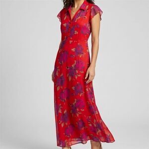 Cooperative Dress Womens 0 midi Red Urban Outfitters babydoll peasant fairy New